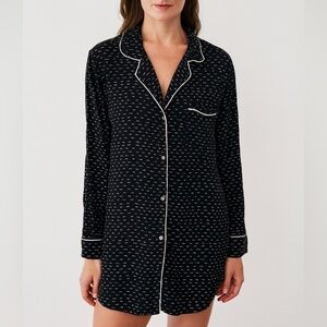 Eberjey Black Dotted Sleep Shirt Pajamas Size Small